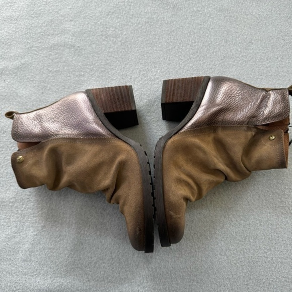 WANDA‎ PANDA EDITA lug sole side zip leather metallic  bootie Made in Spain - Picture 4 of 13